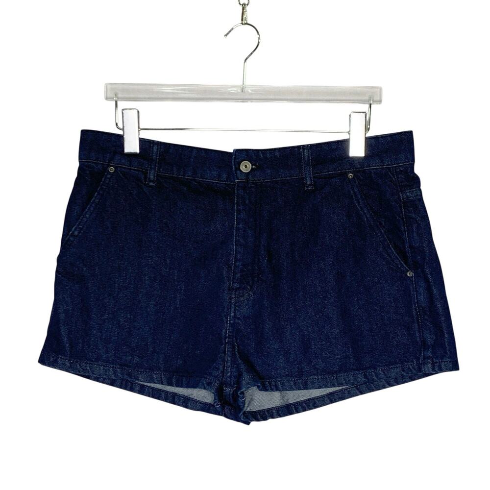 Zara High Rise Jean Shorts 12 Dark Denim Flat Front 2" inseam
